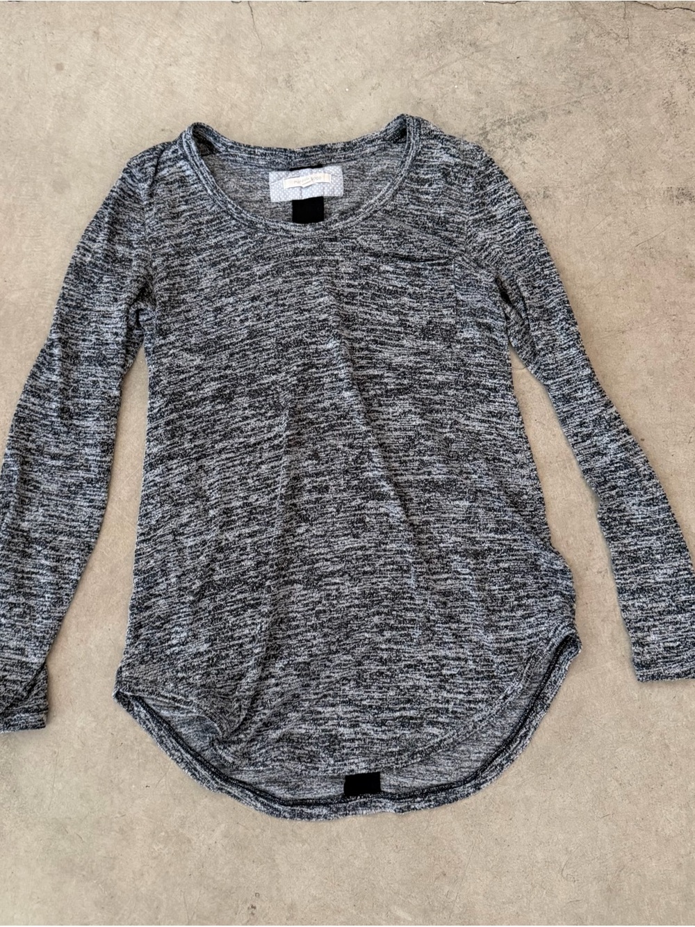 Anthropologie Pure Good Black Gray Space Dye Contrast Striped Back Tee - Size S